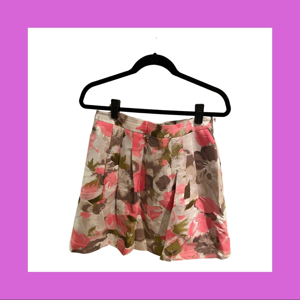 Halogen Pink, Cream & Army Green Floral A-line Skirt
